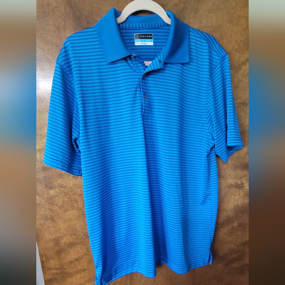 PGA Tour Blue Polo Shirt with Moisture-Wicking Fabric